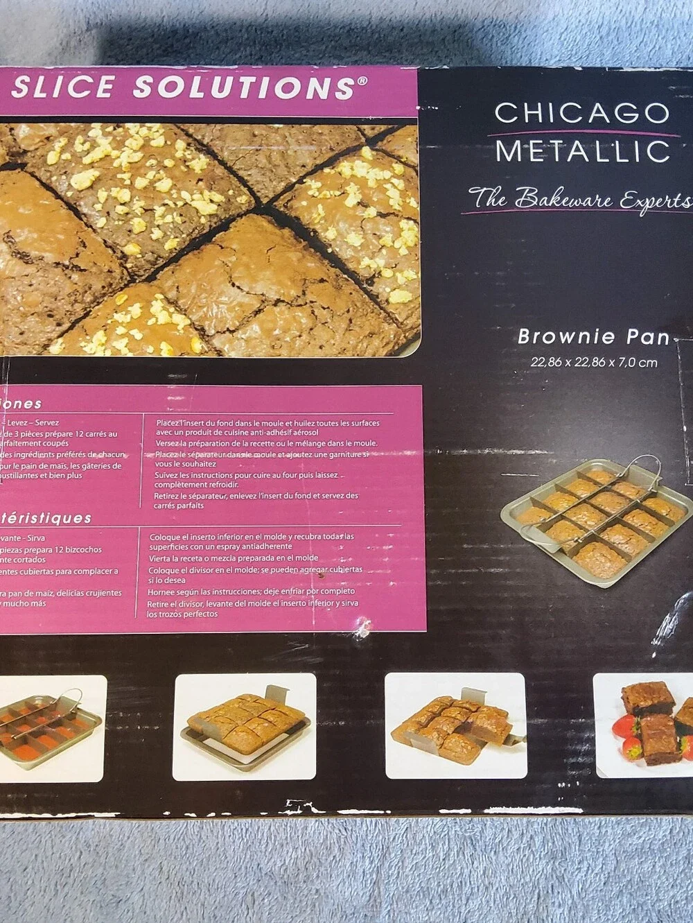 NEW Chicago Metallic Slice Solutions Bake Lift & Serve 9 x 9 3pc Brownie Pan Set
